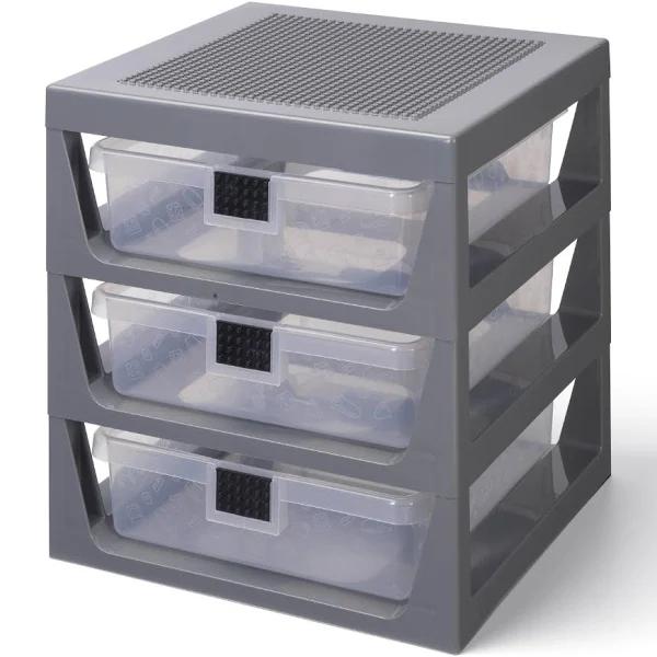 LEGO 3-Drawer Storage Rack – Gray