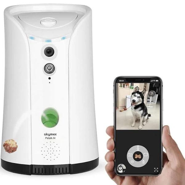 SKYMEE Dog Camera Treat Dispenser, Wifi Remote Pet Camera With Two-way Audio and Night Vision, Compatible With Alexa