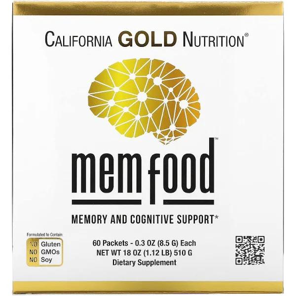 California Gold Nutrition, Mem Food, Memory and Cognitive Support, 60 Packets, 0.3 oz (8.5 g) Each