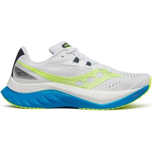 Mens Saucony Endorphin Speed 4, White/Viziblue / 9