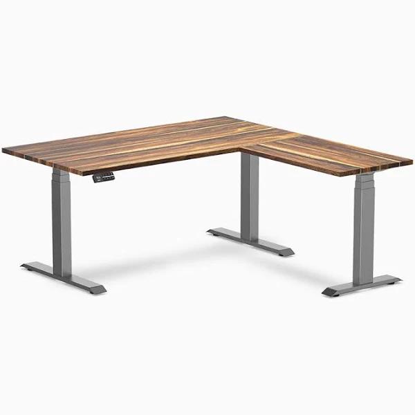 Desky Hardwood L-Shape Sit Stand Desk