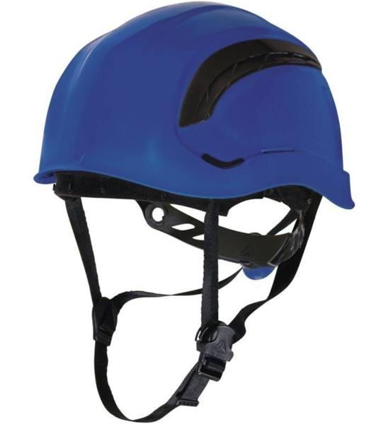 Ventilated blue safety helmet - mountain helmet style