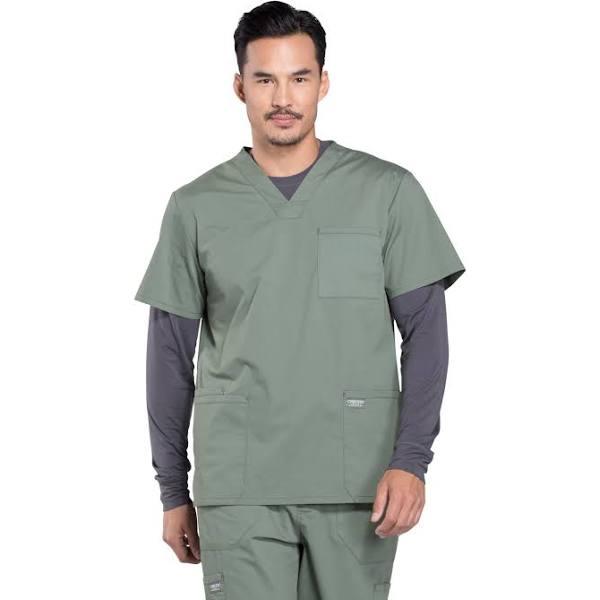 Cherokee Workwear Professionals WW695 Scrubs Top Mens V-Neck Olive