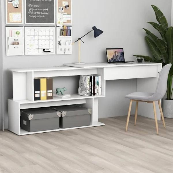 Corner Desk 200x50x76 cm Chipboard - White