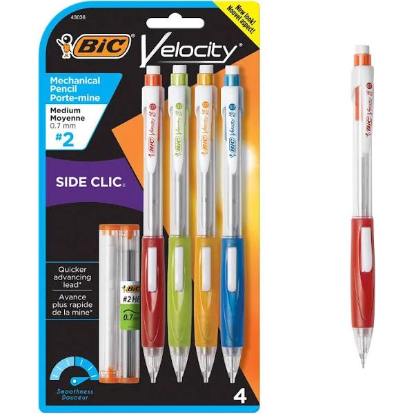 Bic Velocity Mechanical Pencil 0.7mm Assorted 4 Pack