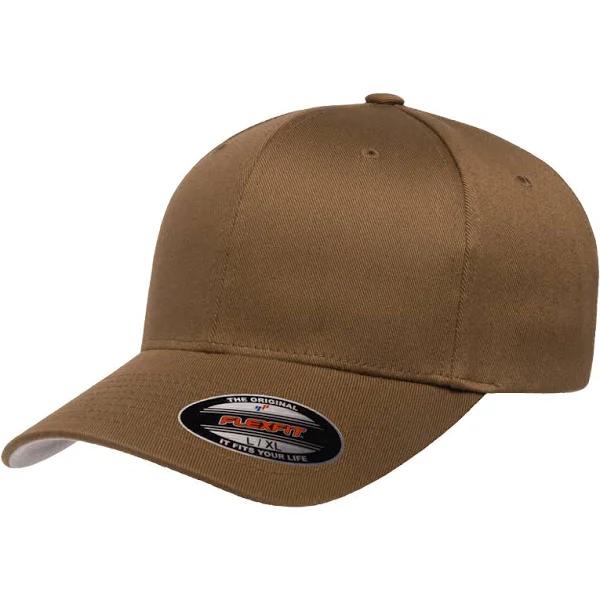 Yupoong Mens Flexfit Fitted Baseball Cap Coyote Brown LXL