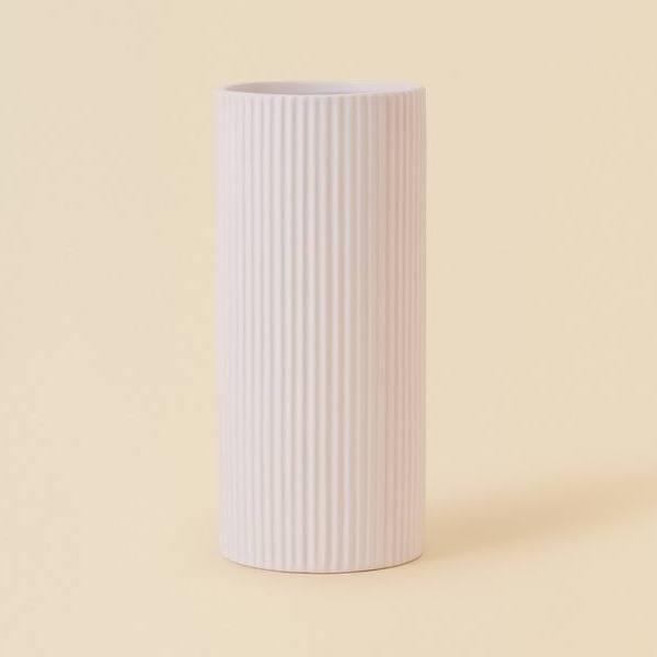 Openook Ceramic Ribbed Vase - White