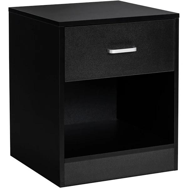 Giantex Nightstand Bedside Table w/Drawer Storage & Open Shelf Cabinet Modern End Table For Home Office Black - AfterPay & zipPay Available