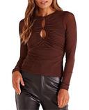 David Jones MINKPINK Allure Mesh Top in Chocolate, Size Large