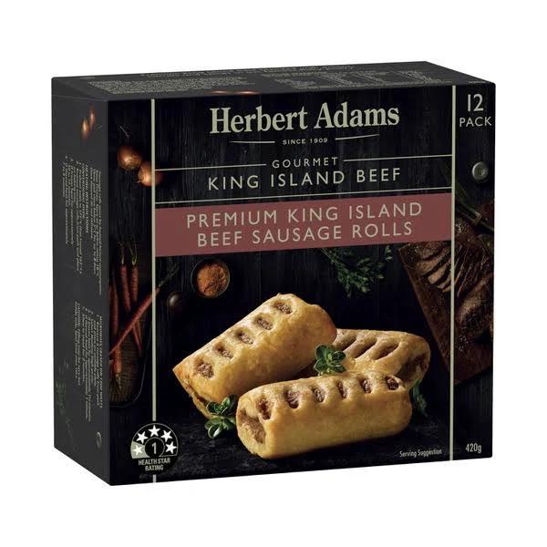 Herbert Adams Sausage Rolls King Island Beef Frozen 12 Pack