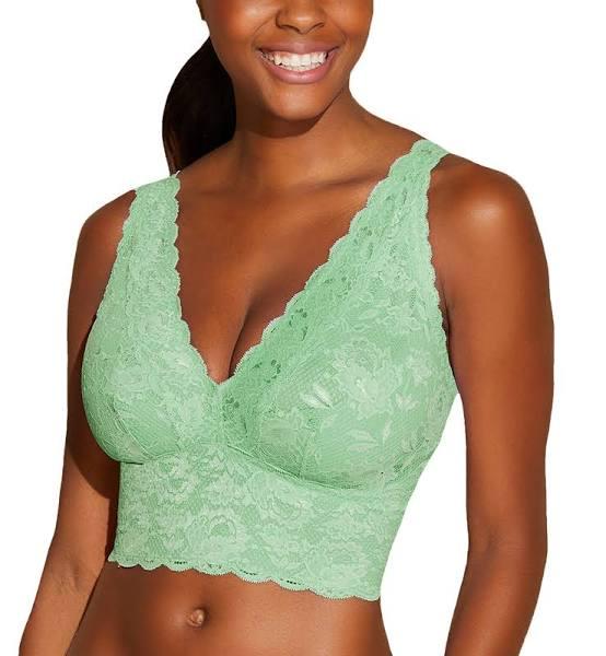 Cosabella Women's Never Say Never Curvy Plungie Longline Bralette, Green, Medium, Lace Bralette