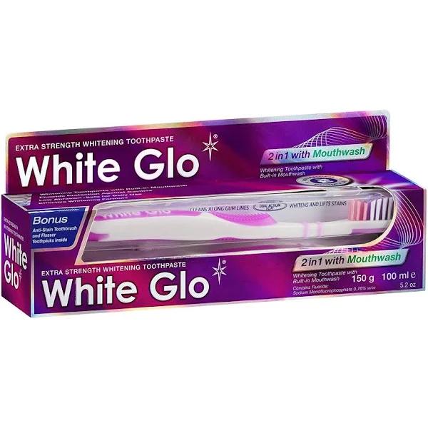 White Glo 2 in 1 Toothpaste With Mouthwash 150g