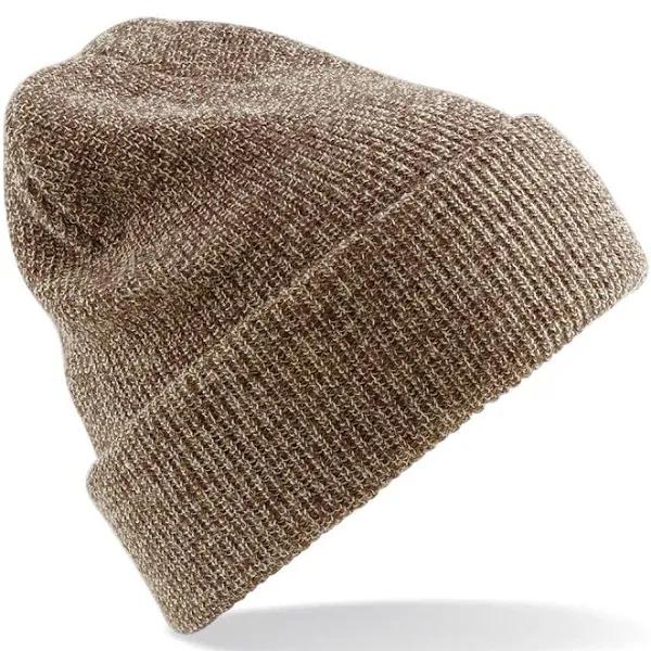 Beechfield Heritage Adults Unisex Premium Plain Winter Beanie Hat Heather Oatmeal One Size