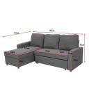 Sarantino 3-Seater Corner Sofa Bed Lounge Storage Chaise Couch - Grey