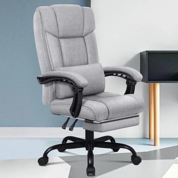 ALFORDSON Office Chair Executive Computer Gaming Fabric Seat Recliner Grey - AfterPay & zipPay Available