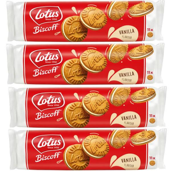 Lotus Biscoff Sandwich Biscuits Vanilla Cream Caramel 110g Box of 4