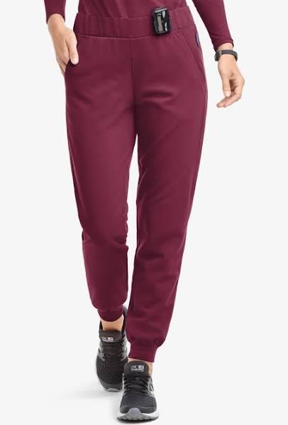 Movement by Butter-Soft Vega Women's 5-Pocket Flat Front Jogger Stretch Scrub Pants - Tall in Wine | Size S Polyester/rayon/spandex