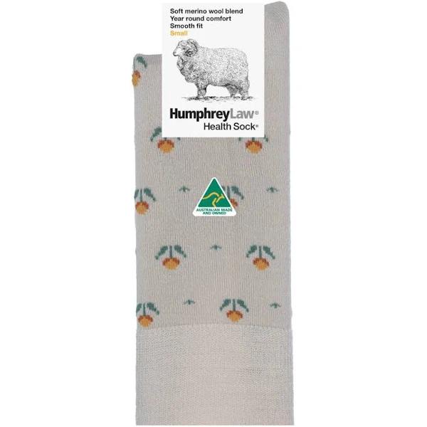 Humphrey Law Merino Wool Pattern Health Socks S / Bone Tulips