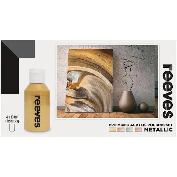 Reeves: Pre-Mixed Acrylic Pour Paint - Metallic (Set 4 /100ml)