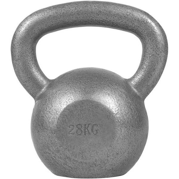 Gorilla Sports Cast Iron Kettlebell - Silver, 28kg