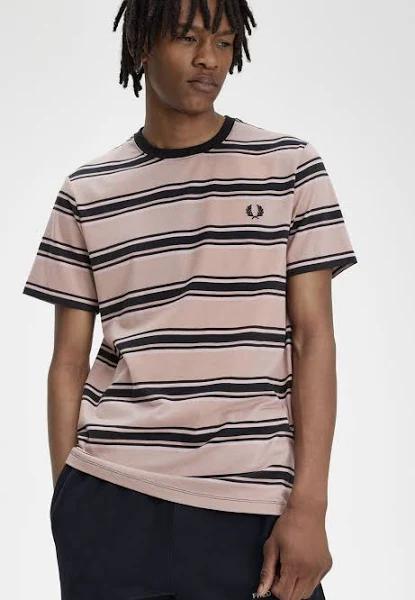 Fred Perry - Stripe Dark Pink/Dusty Rose/Black - T-Shirt