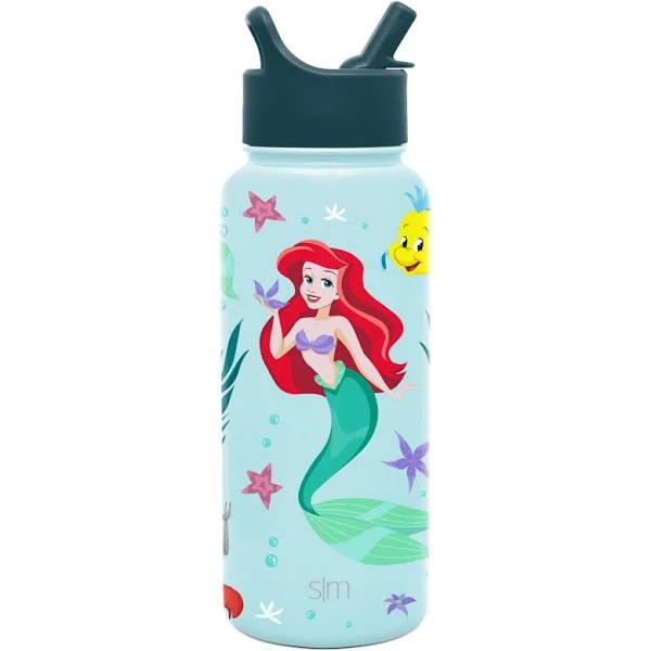 Simple Modern Disney The Little Mermaid Ariel Water Bottle with Straw Lid Insulated Stainless Steel Metal Thermos | Gifts for Women Men Reusable