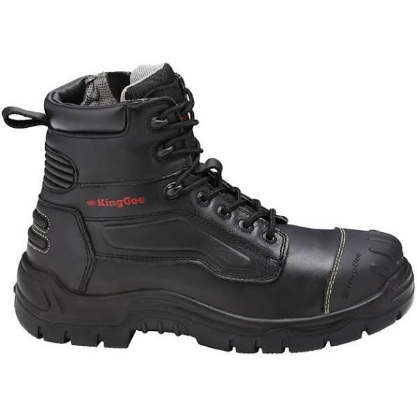 KingGee Work Boots Men's - Phoenix 6Z Side Zip Boot - Black - 15 AU/UK