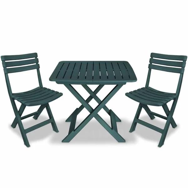 vidaXL - 3 Piece Folding Bistro Set Plastic - Green