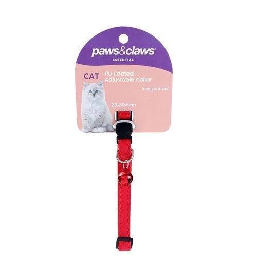 Pu Coated Breakaway Cat Collar With Bell, Red