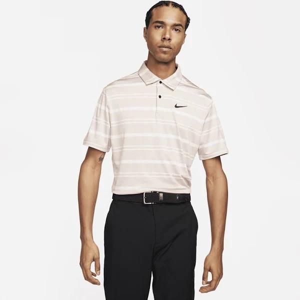 Nike Dri Fit Tour Stripe Polo Shirt - Pink Oxford/Barely Rose/Black - Size: L