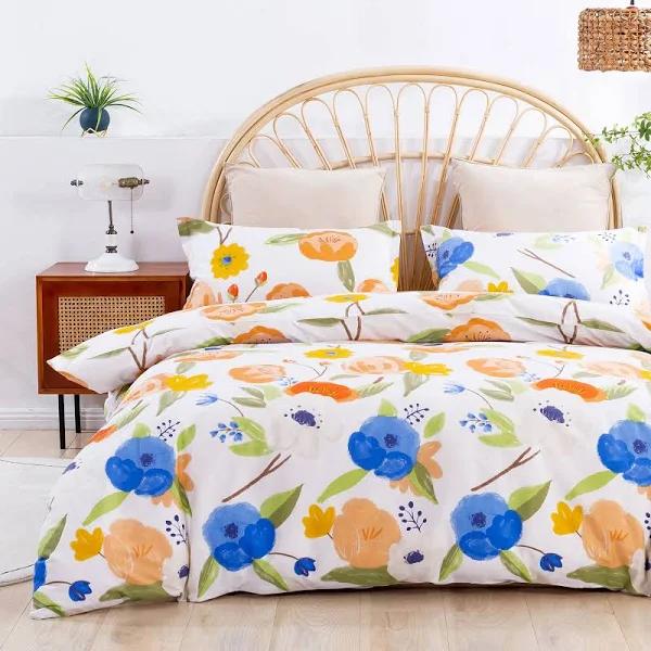 Dreamaker 100% Cotton Sateen Quilt Cover Set Lily in Orange Print King Single