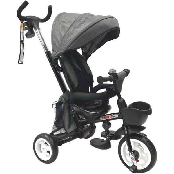 Aussie Baby Deluxe Foldable Convertible Stroller Trike - Grey