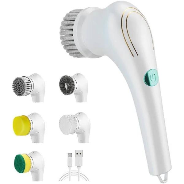 FancyGrab 5 in 1 Handheld Electric Cleaning Brush USB Rechargeable Electric Dishwashing Brush Shower Scrubber Cleaning Tool Kit