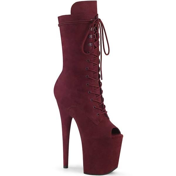 Pleaser FLAMINGO-1050FS Burgundy Faux Suede/Burgundy Faux Suede Mid-Calf Boot Size 6