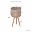 Cooper & Co Natural Wicker Pot Planter Stand Grey / Medium