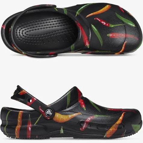 Crocs Unisex Bistro Graphic Pepper/ in Black Clogs | Size W9M7