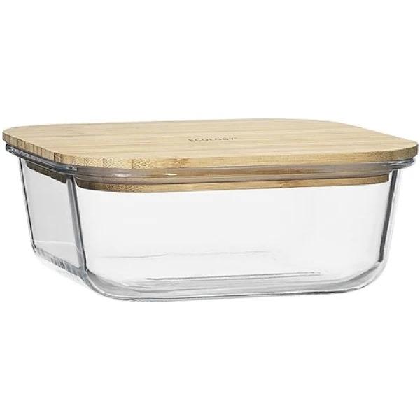 Ecology Nourish Square Glass Storage Container with Bamboo Lid 13.5cm