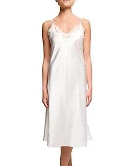 Sainted Sisters Silk Long Chemise in Ivory, Size M