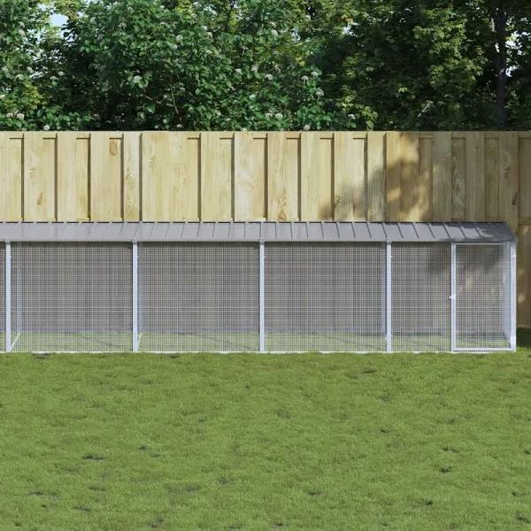 Chicken Cage With Roof Light Grey 1003x98x90 cm Galvanised Steel