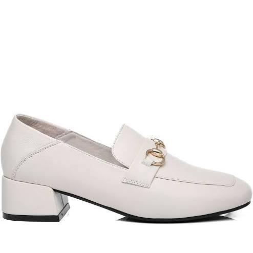 TARRAMARRA Leather Low Block Heels Women Mia Beige / 36