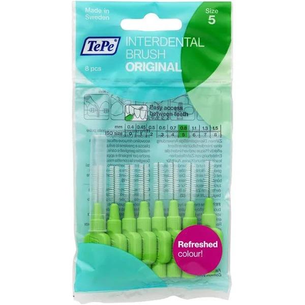 TePe Interdental Brush - Green (0.8mm) Size 5 - 8 Pack