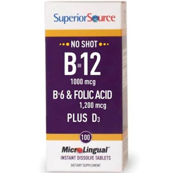 Superior Source No Shot B6/B12/Folic Acid Plus D Multivitamins, 100