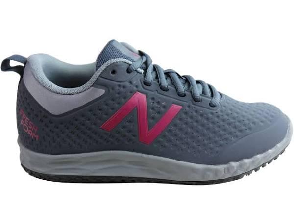 New Balance Womens 806 Wide Fit Slip Resistant Work Shoes - Grey/Berry - US 6.5