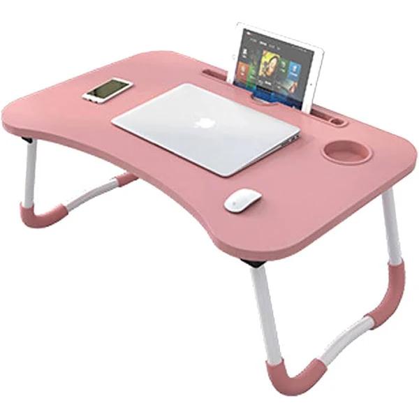 Jr Joyreap Laptop Stand Table Foldable Desk Computer Study Bed Adjustable Portable with Cup Slot (Pink)