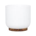 Lotus 250 x 250mm White Large Round Linear Ceramic Pot