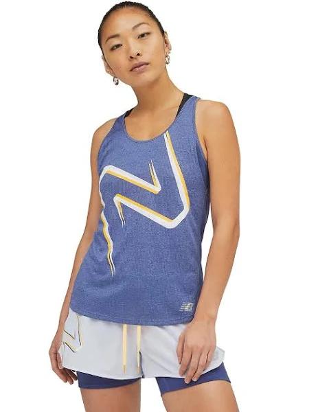 New Balance Women's Printed Impact Run Tank Top Blue M