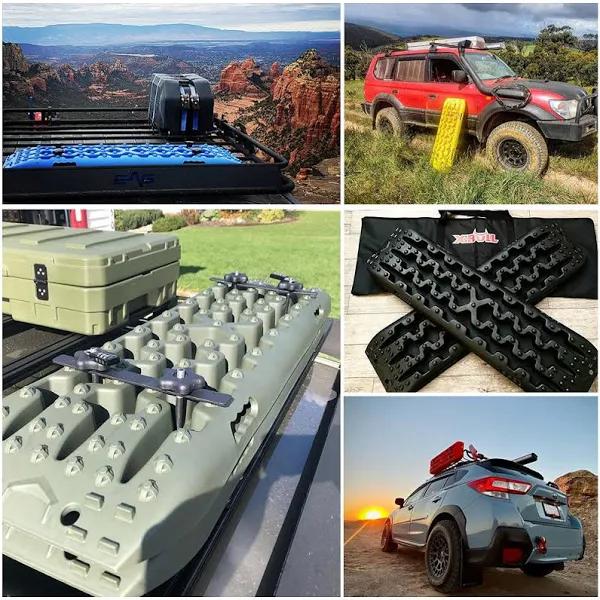 X-BULL Recovery Tracks Sand Tracks Kit Carry Bag Mounting Pin Sand Snow Mud 10T 4WD-OLIVE Gen3.0