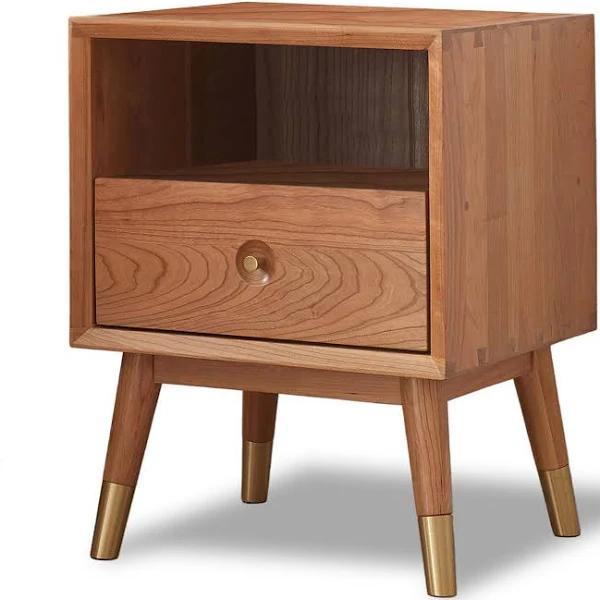 MIUZ Solid Timber Bedside Tables Drawers Side Table Nightstand Storage Cabinet Wood - Cherry