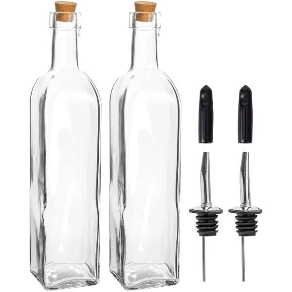 Argon Tableware Olive Oil Pourer Bottles With Cork Lids - 500ml - Pack of 2