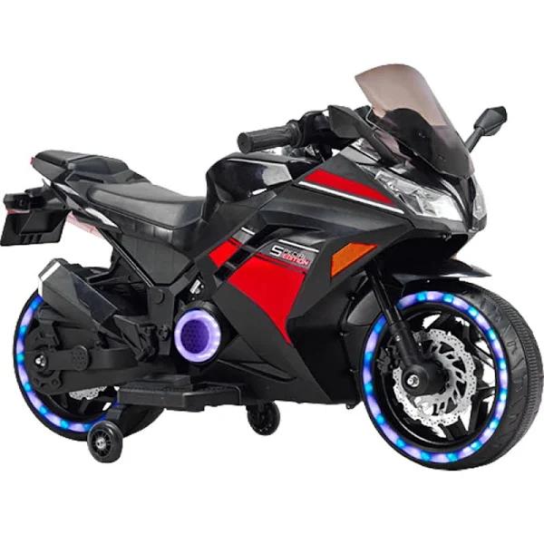 Black 12V Kids Ride On Ninja Motorcycle With Hand Throttle